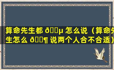 算命先生都 🌵 怎么说（算命先生怎么 🐶 说两个人合不合适）